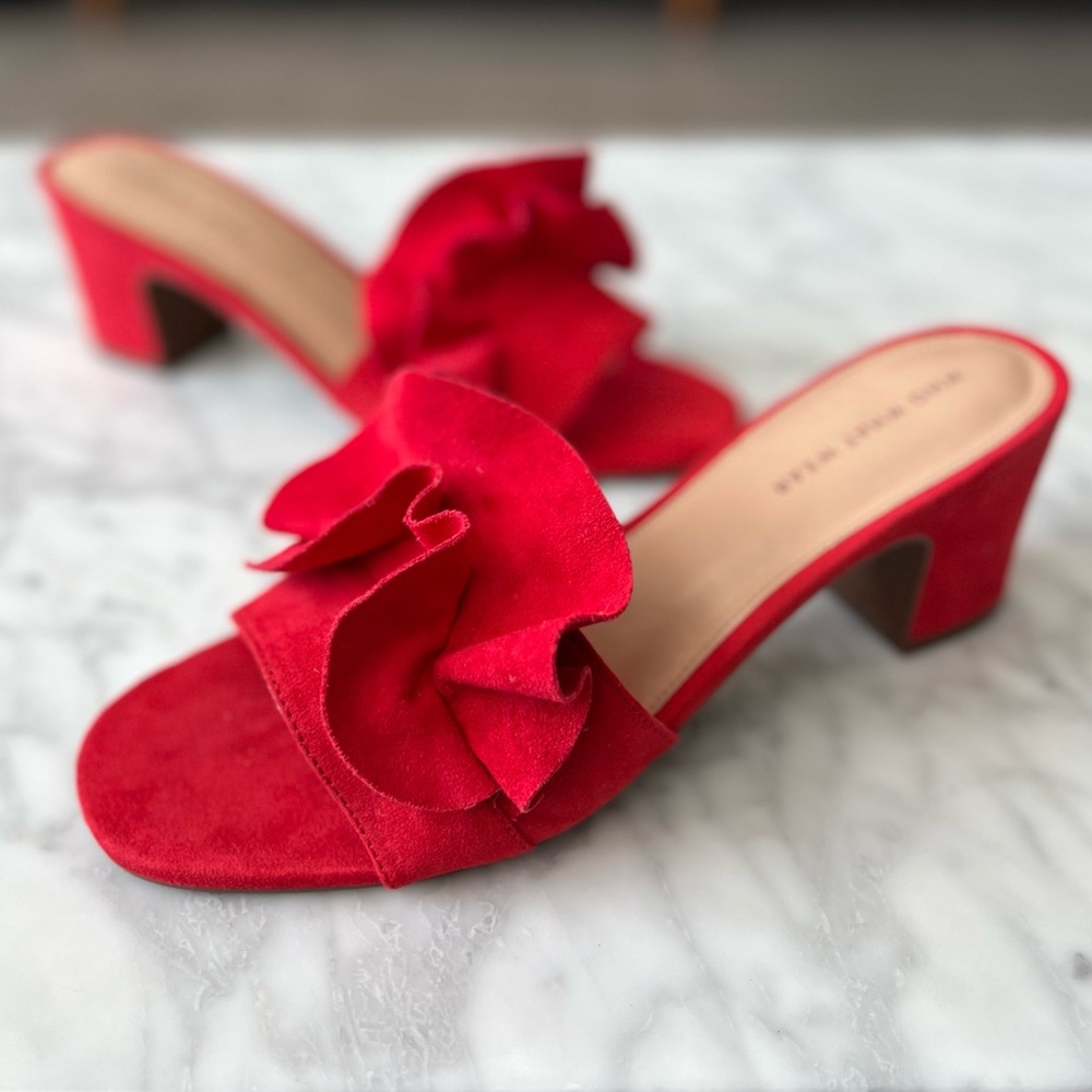 Red Suede Women's Slide Sandals